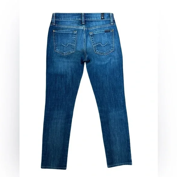 NWOT 7 For All Mankind ROXANNE MID-WAIST SLIM Denim Jeans BLUE Women’s Size 25.